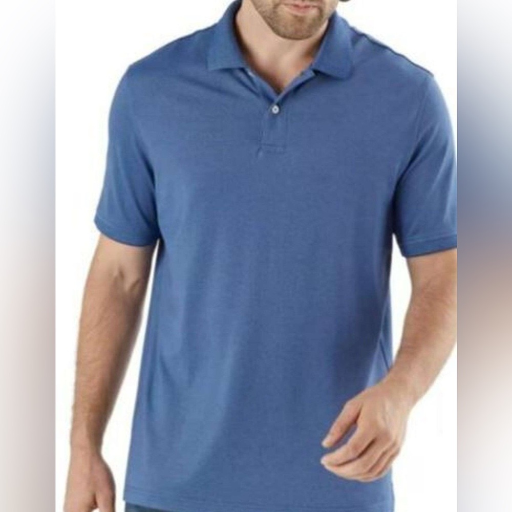 NWOT Members Mark Stretch Cotton Polo Classic Fit Deep Sea Blue Size XL